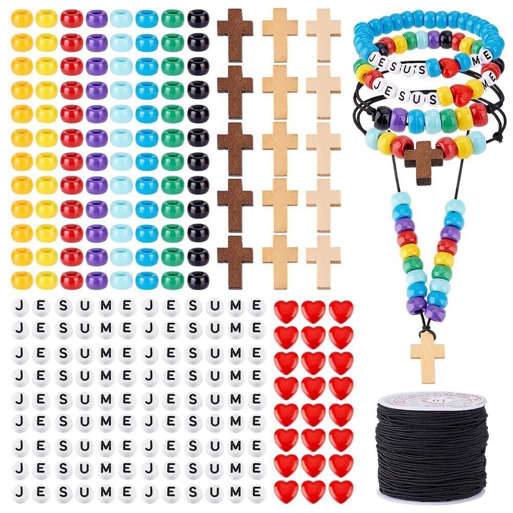 2208 36 Sets Loves me Wristbands, Bead WristKit Rainbow Beads Cross
